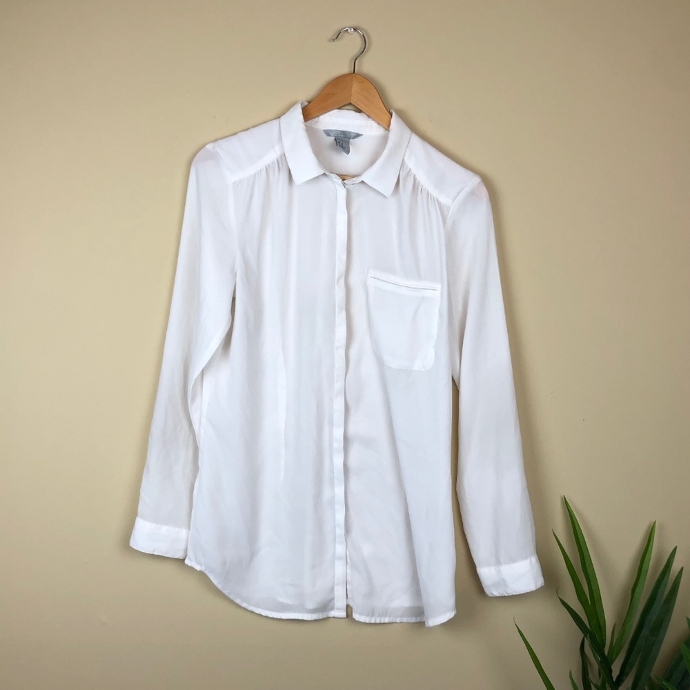 Cream Button-Down Blouse